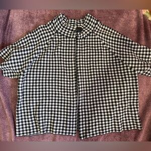dressbarn Monochrome Checkered Button Shirt